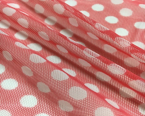 NC-898-4  Taiwan classical polka dots print 100% nylon tricot mesh fabric