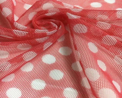 NC-898-4  Taiwan classical polka dots print 100% nylon tricot mesh fabric