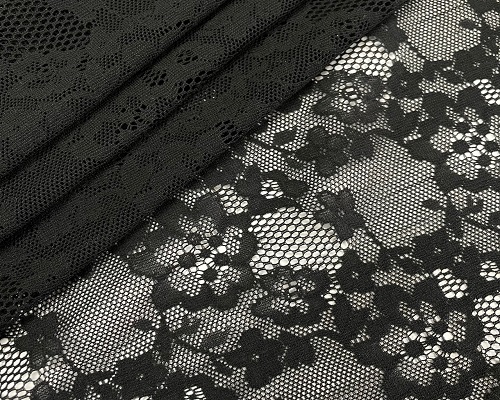 NC-1897 Black floral sheer lace 100% nylon soft touch mesh fabric